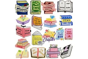 18 PCS Love Reading Iron/Sew on Patches Embroidered Stickers Bookish Iron on Patches Applique for Backpacks Pants Clothes Jea