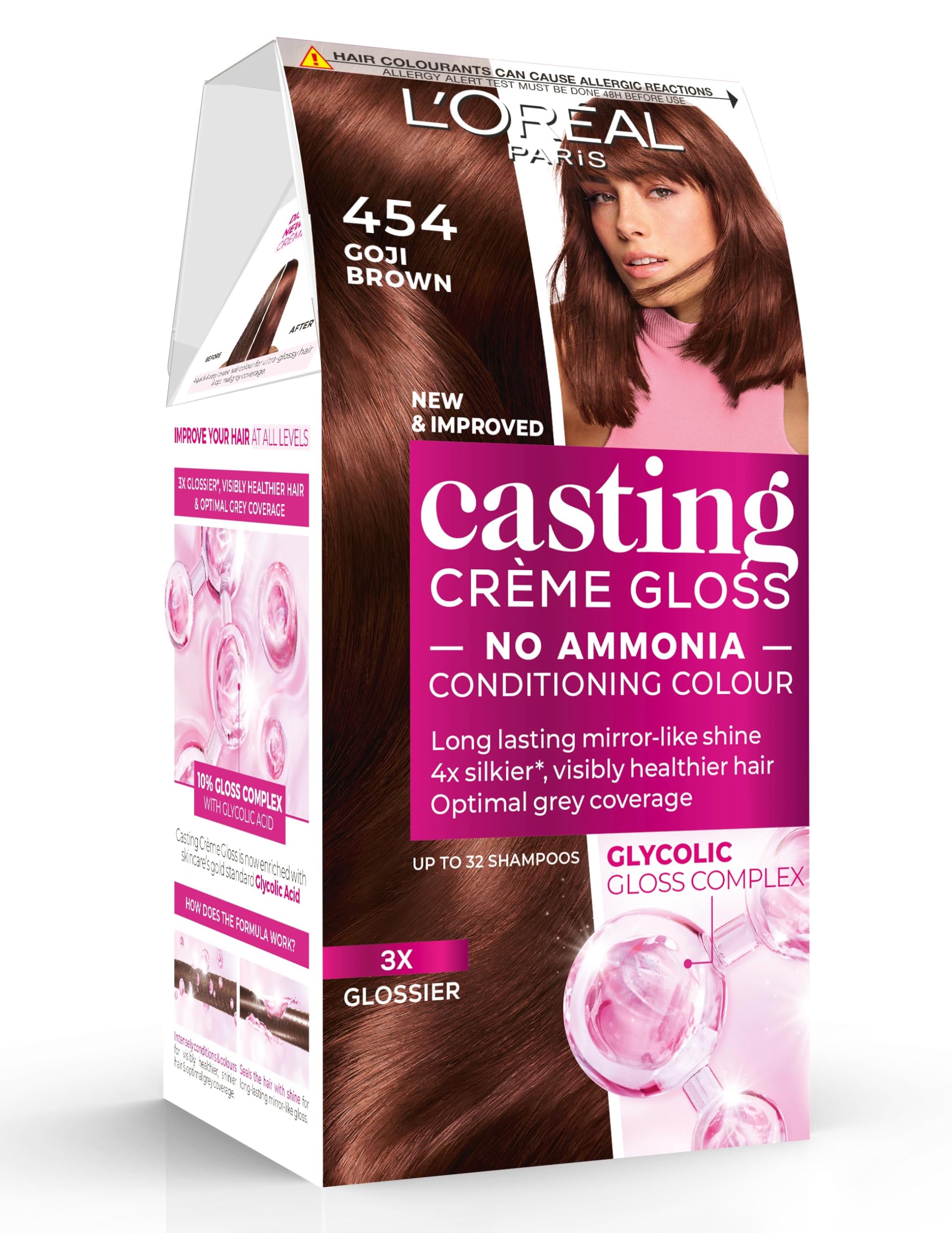 L'Oréal Paris Casting Crème Gloss, Semi-Permanent Hair Dye, Radiant & Natural Colour, Shade: Goji Brown 454