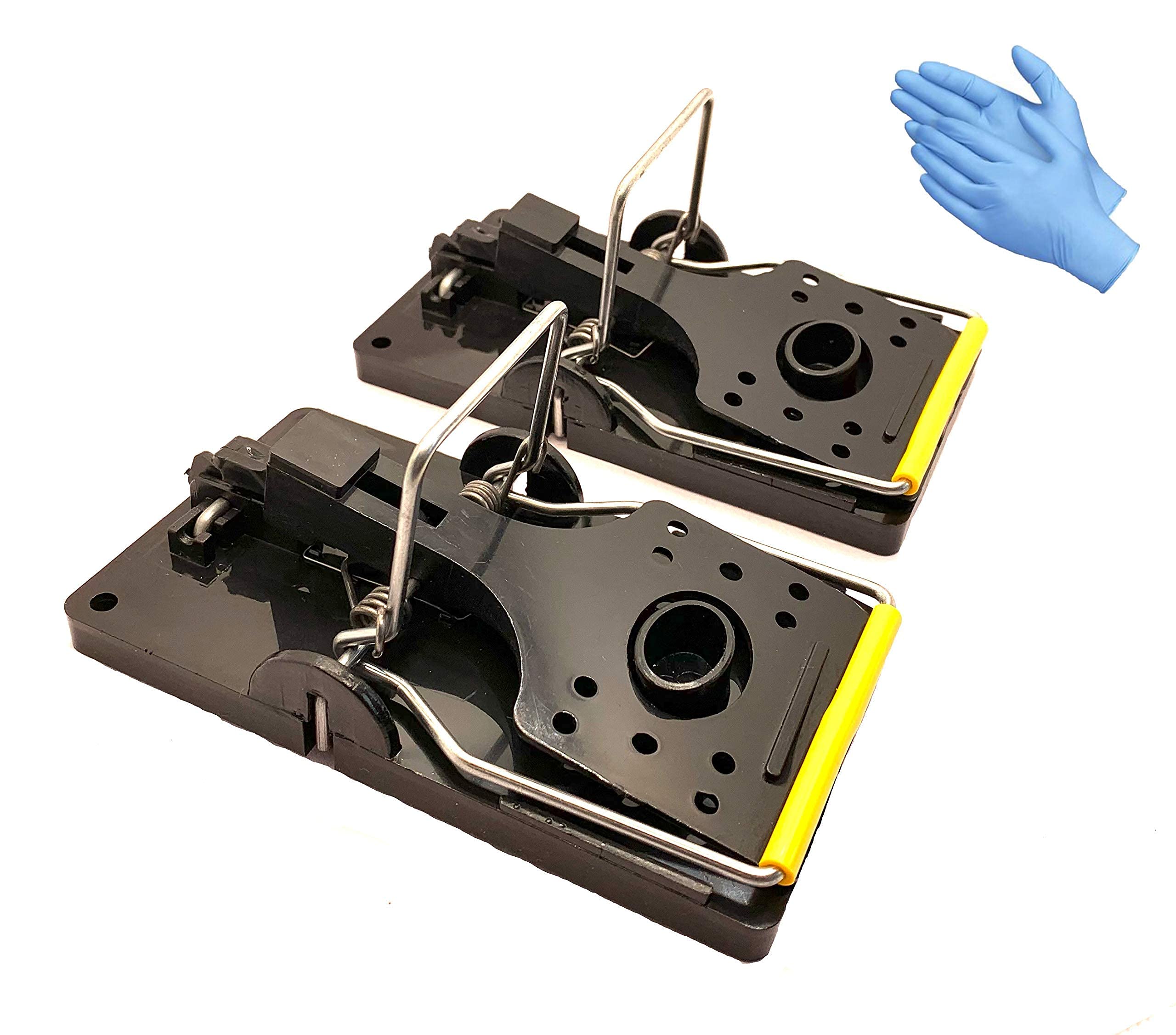 2 Pack Large Rat Traps With Heavy Duty Spring For Humane Kill Complete Reusable With 1 Pair Of Bonus Gloves by MAMAX (UK SELLER)
