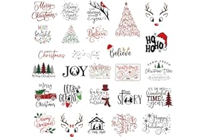 HUAHUI 27 Pieces Christmas Word Stickers for Crafts Vinyl Waterproof Christmas Decals for Ornament Xmas Ball Crafts Wood Cup Glass Water Bottle Decoration (27 Pcs Color Words)