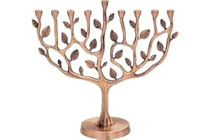 The Dreidel Company Menorah Large 11 Inch Tree of Life Hanukkah Menorah Antique Copper Finish