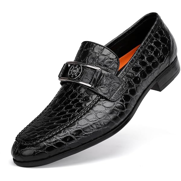 Mens Stitch Crocodile Embossed Loafer Shoes Wear Resistant Non Slip