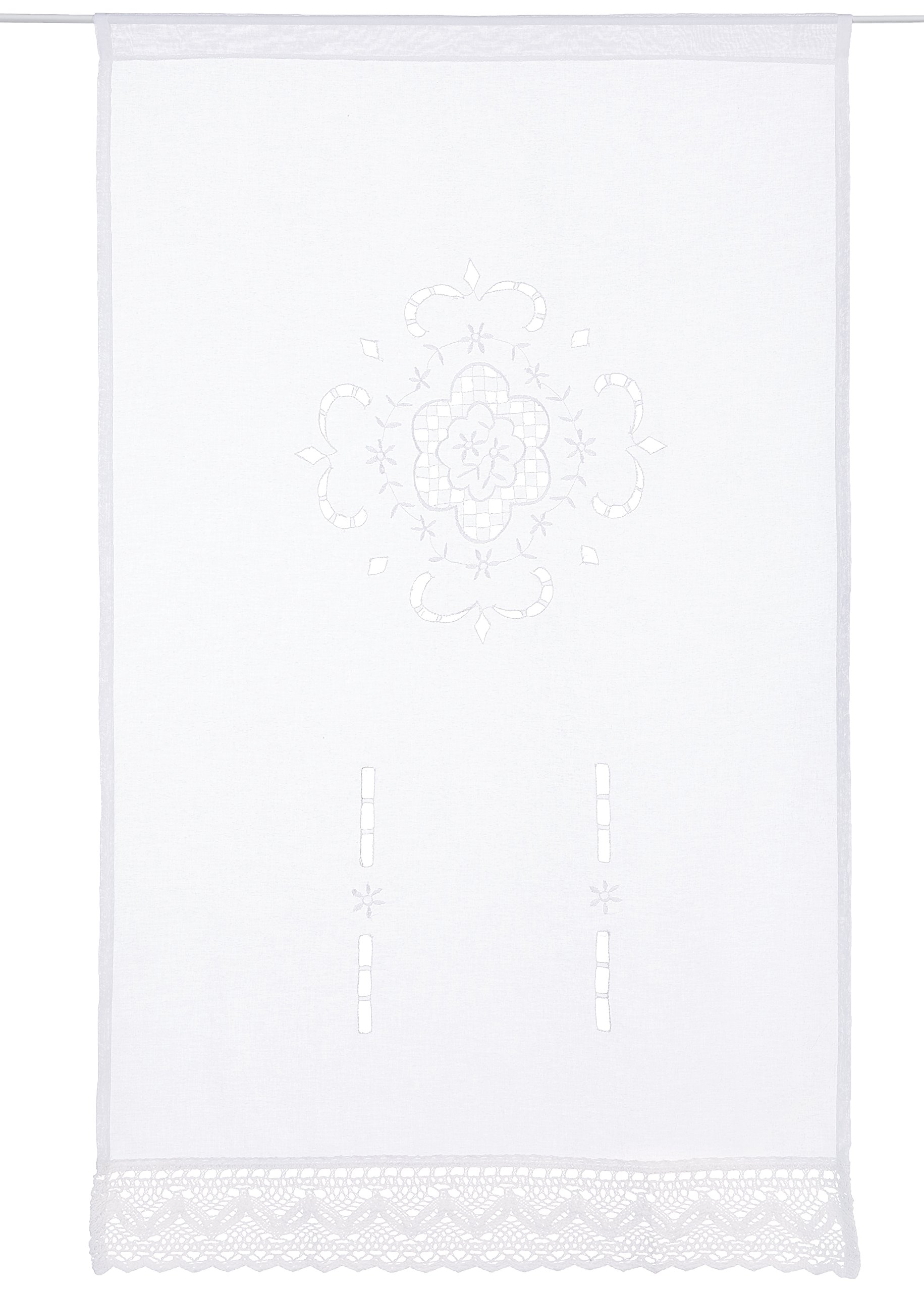 Home Fashion Window Curtain Linen Structure Embroidered Fabric White 100 x 60 cm
