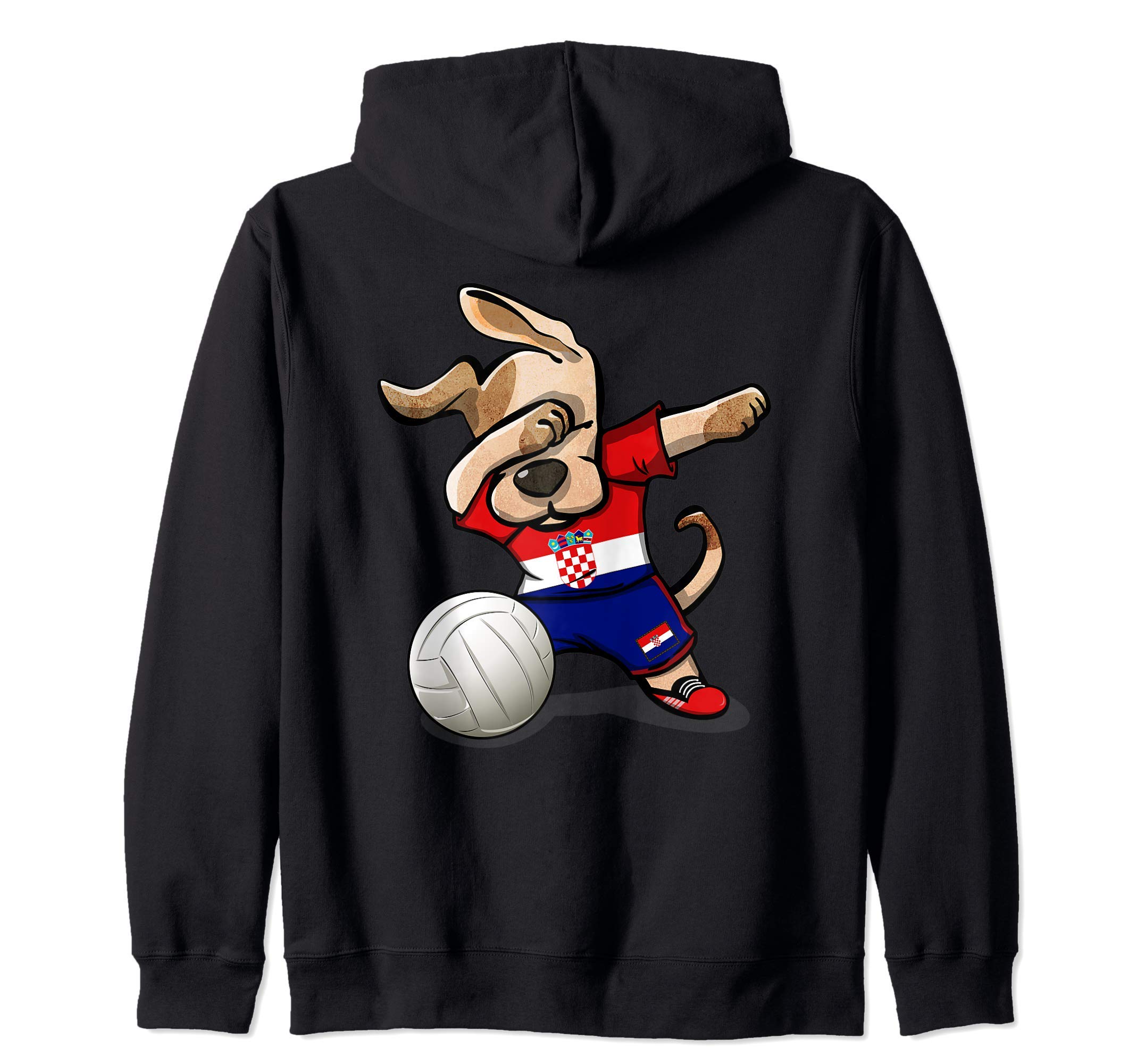 Dabbing Dog Proud Croatia Volleyball Lovers Croatian Flag Zip Hoodie