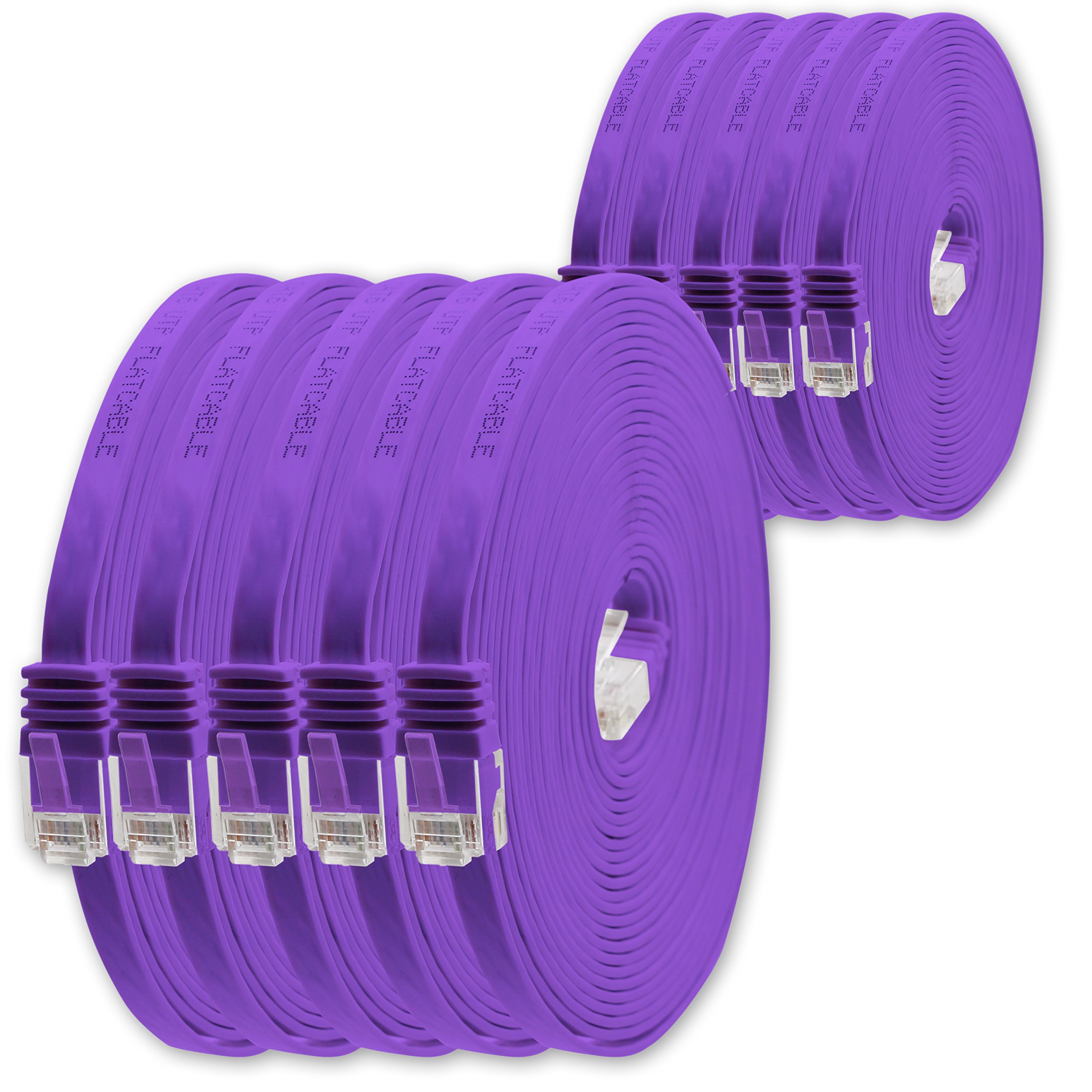 1.5m Purple 10-Pack Cat6 Ultra Flat Gigabit LAN (RJ45) Slim Micro Network Cable