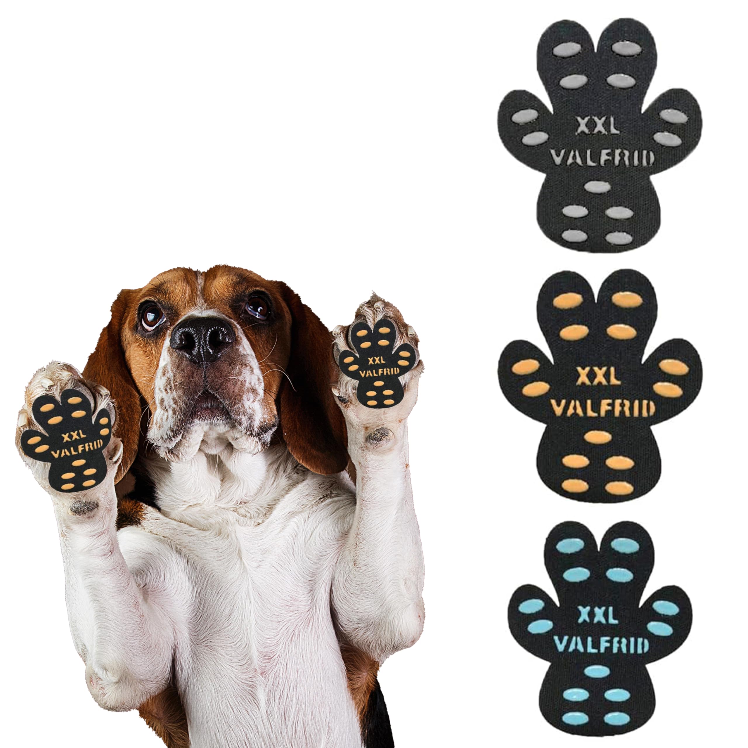 Photo 1 of ?VALFRID Dog Paw Pads for Dogs Traction,Toe Grips for Senior Dogs,Paw Stickers Strong Adhesive,Provides Traction on Slippery Hardwood Floor Multicolor XXL 48 Pieces
