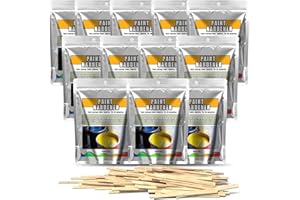 LIIZOUSUDA 12 Pack Paint Hardener for Disposal - Fast Acting Solidifier for Disposal - Paint Drying Powder for Acrylic & Latex Paint with 12 Pcs 14 Inch Wooden Stir Sticks