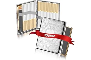 X-LIGHTER XL016 Vintage Cigarette Case with Lighter for 100's King Size, Retro Flower Metal 100mm Cigarette Holder Case for Men Women Thanksgiving Christmas Day Gift