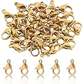CREATZONE 120Pcs 15mm Stainless Steel Lobster Clasps Gold Plated Lobster Claw Clasps Fasteners Hooks for DIY Necklace Bracelet Jewelry Making