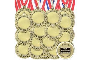 Junkin 24 Pcs Blank Medals for Awards with Neck Ribbons Winner Participation Custom Medals Awards Make Your Own Kit 1st Place Cheer Participation Trophy Metal Prize Gift
