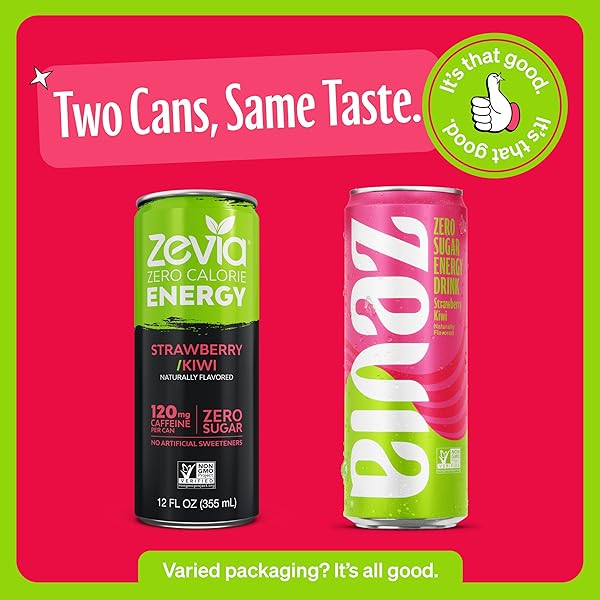 ZEVIA ZERO CALORIE ENERGY DRINK, STRAWBERRY KIWI, 12 OUNCE CAN