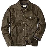 Huckberry Flint and Tinder Men's Flannel-Lined Waxed Trucker Jacket, Water & Weather Resistant Mens Jacket