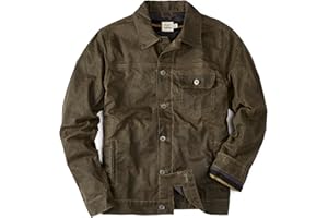 Huckberry Flint and Tinder Men's Flannel-Lined Waxed Trucker Jacket, Water & Weather Resistant Mens Jacket