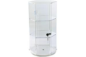 JULE-ART Display Case 24”H Rotating Jewelry Display Case Locking Cabinet Display Cabinet Display Stand Acrylic Display Case Matchbox Car Display Clear Case Action Figure Case Locking Case