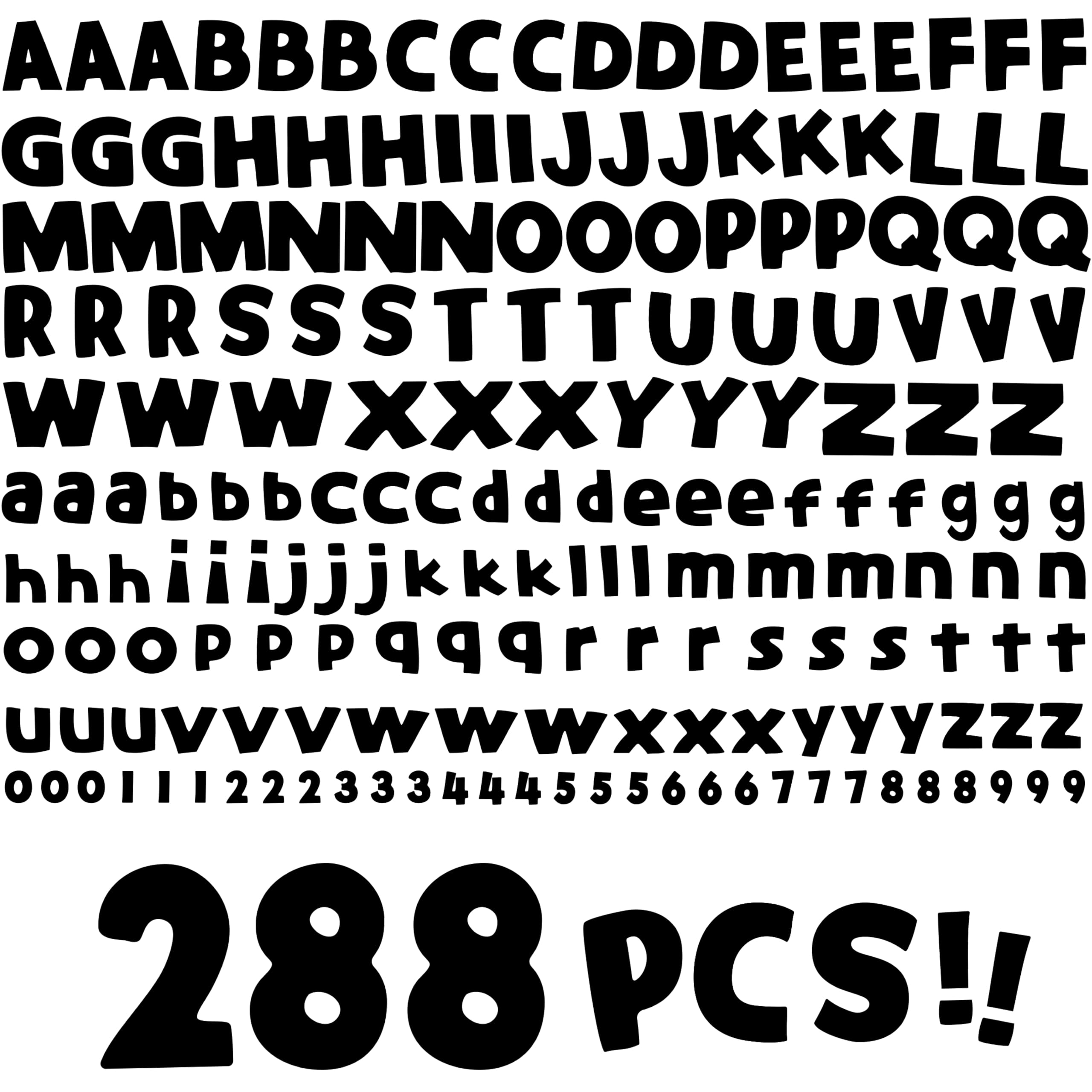 288 PCS Alphabet Combo Set, Bulletin Board Alphabet Including 78 Uppercase and 78 Lowercase Letters, 132 Numbers & Punctuation, Chalkboard Classroom Decor