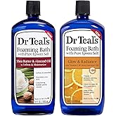 Dr Teal's Foaming Bath Combo Pack (68 fl oz Total), Moisturizing Shea Butter & Almond Oil, and Glow & Radiance with Vitamin C and Citrus Essential Oils