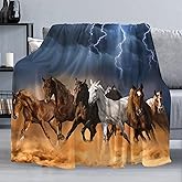 Lightning & Horse Throw Blanket for Couch, Super Soft Fuzzy Throws Warm Comfortable Plush Fleece Blanket, Fashion Decorative Flannel Fleece Blanket for All Season(50 x 60 in, Lightning & Horse)