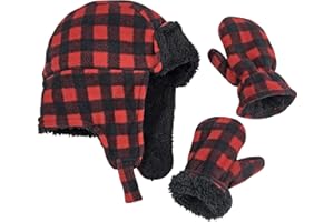 N'Ice Caps Toddler Baby Winter Hat Mitten Set - Kids Boys Girls Gloves Fleece Sherpa Lined