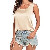 Wantschun Womens Silk Satin Tank Tops Summer Fall Tank Shirt Round Neck Sleeveless Blouse Camisole