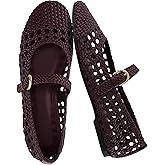 CUSHIONAIRE Windsor Woven Womens Flats with Adjustable Strap – Comfortable Mary Jane Ballet Flats for Women