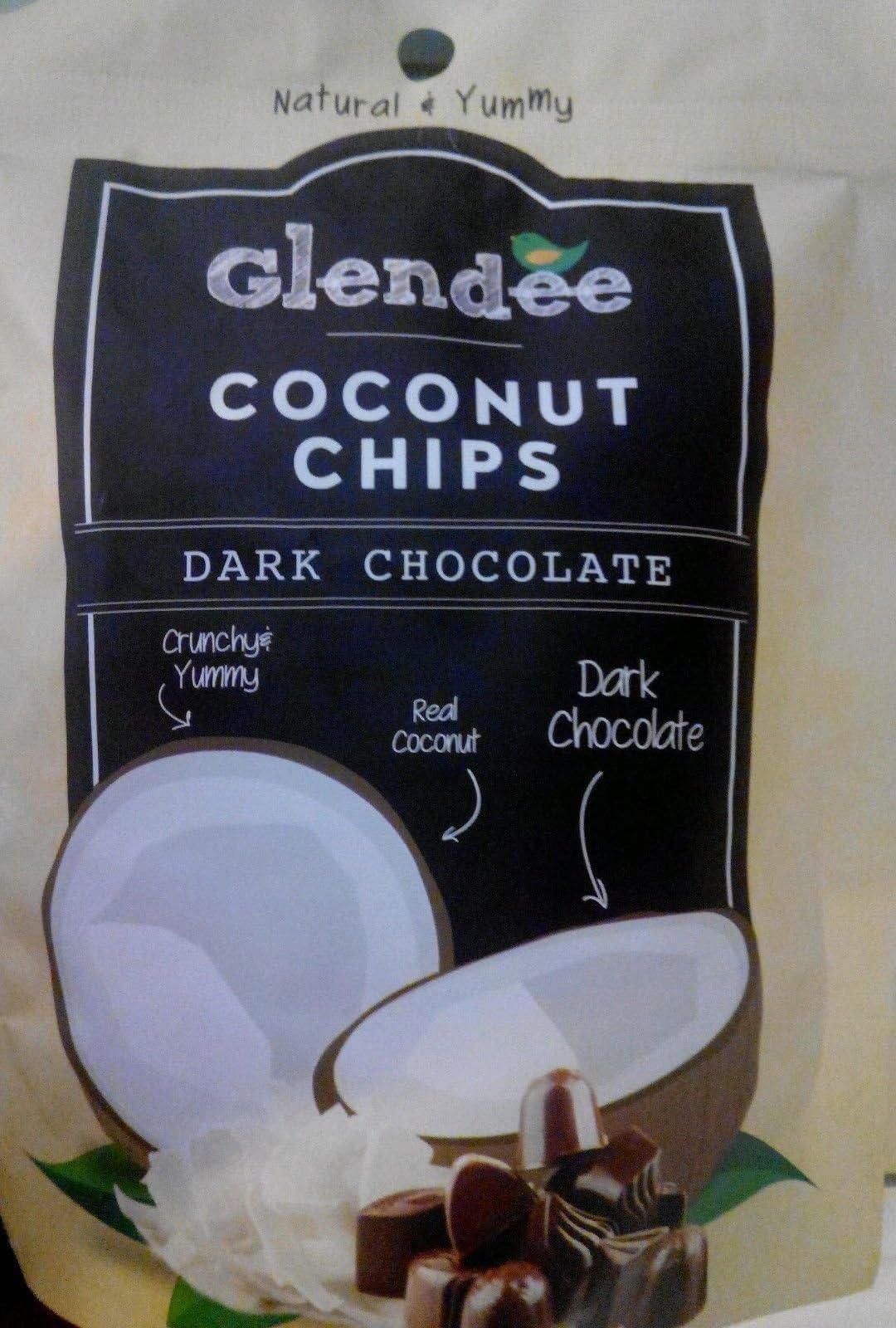 Glendee Roasted Dark Chocolate Coconut Chips Premium Thai Fruits Snack 40 G. (1.41 Oz.) (Pack of 3)