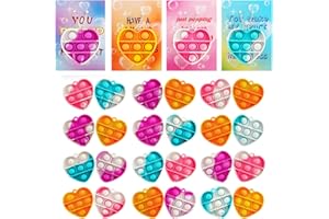 AUUGUU Valentines Cards for Kids Classroom, 28 PCS Valentines Day Cards with Pop Fidget Toys, Ideal Gifts Exchange Cards for School Classroom, Party Favor for Boys Girls