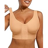 SHAPELLX Post Surgery Bras Front Closure Compression Bra Wirefree Mastectomy Bra with Adjustable Straps