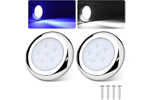 RVZONE 3inch RGBW Boat Courtesy Lights, IP68 Waterproof Stainless Steel Boat Interior Exterior Deck Cabin Transom Cockpit T T