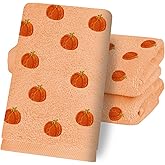 Whaline 3 Pcs Fall Hand Towels Autumn Pumpkin Bath Towel Embroidered Cotton Dish Towel for Kitchen Bathroom Bar Hand Drying Set, 29.5 x 13.7 Inch