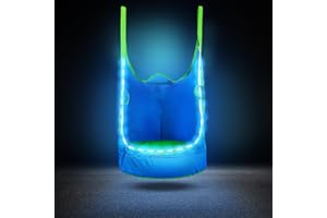 YAERSI Upgraded Kids Pod Swing Chair,Child Hanging Hammock Chair with Led Lights,900D Oxford Cloth Pod Swing Seat for Indoor and Outdoor with All Accessories (Blue)