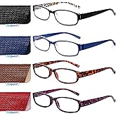 EYEGUARD Reading Glasses for Women 4 Pack Ladies Stylish Blue Light Readers Spring Hinges Computer Eyeglasses