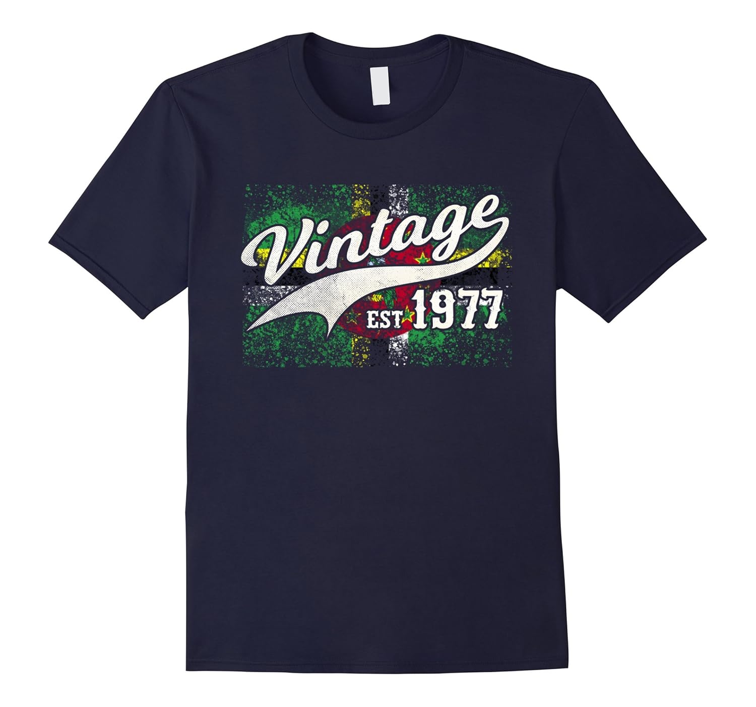 Vintage 1977 tShirts: Dominica Retro Flag B-Day Gift-ANZ