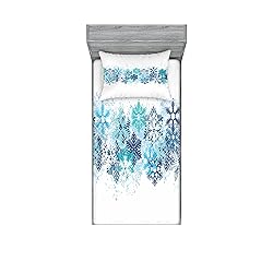 Lunarable Snowflake Fitted Sheet & Pillow Sham