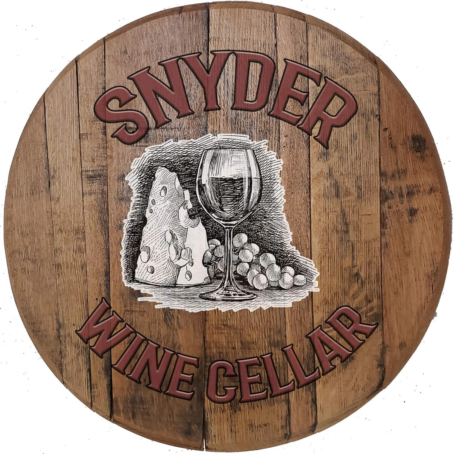 Amazon Com Wine Cellar Oak Barrel Personalized Name Wood Sign Authentic Whiskey Barrel Wall Art Home Kitchen