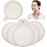 6Pcs Loofah Facial Scrub Pads, Exfoliating Face Loofah Sponge Facial Scrub Pads Natural Luffa Scrubber Sponge Face Loofa for Gentle Cleansing & Exfoliating, Perfect for Daily Use Bath & Shower, Beige