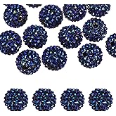 PATIKIL 20mm Resin Rhinestone Beads for Beadable Pen, 20 Pack Ball Disco Sparkly Chunk Round Bubblegum Beads for Beadable Keychain Jewelry Making DIY Craft, Black AB