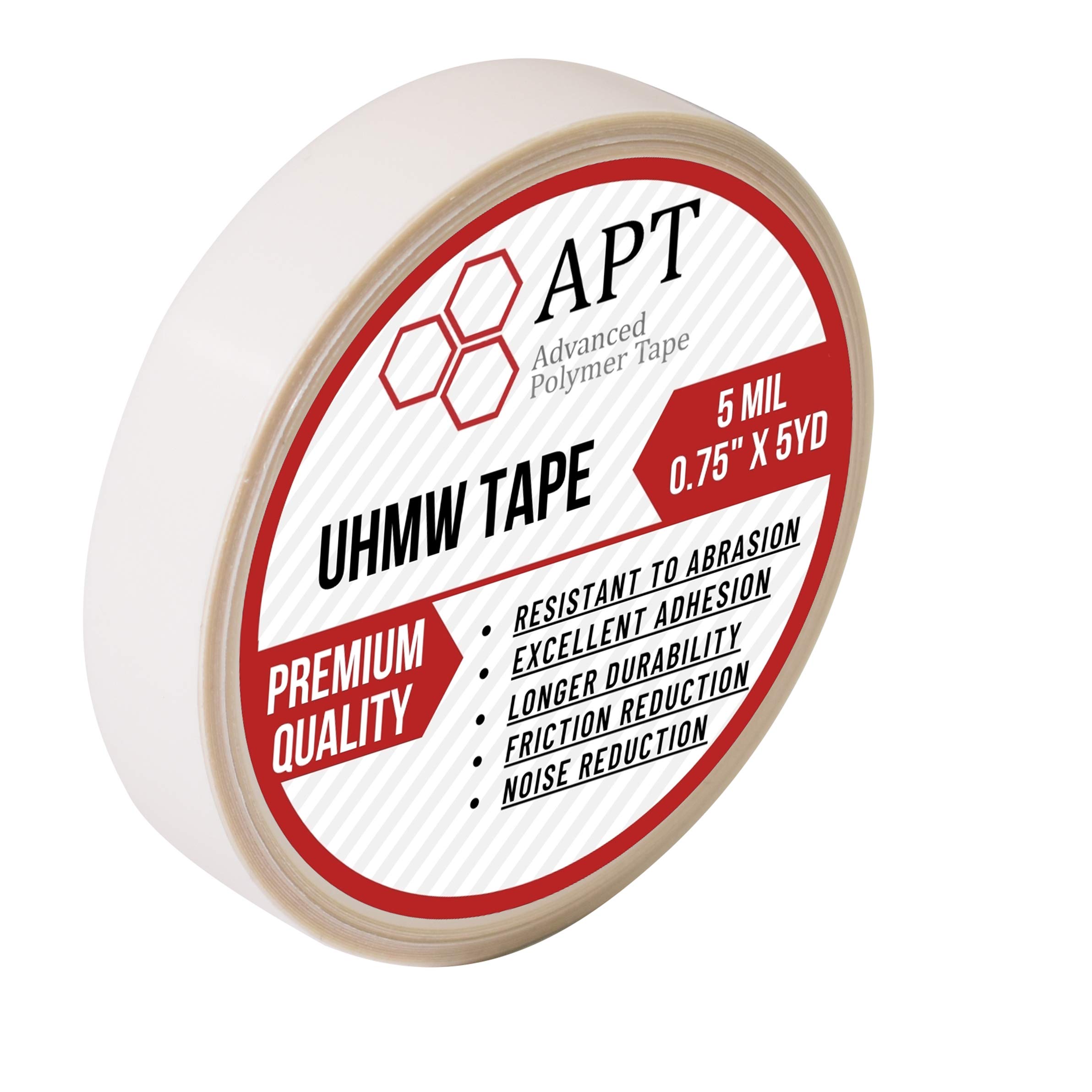 APT, UHMW Polyethylene Tape, Resists Abrasion, Impact, for Surface Protection and Friction and Noise Reduction for Lining Sliding Surfaces. (20mm x 4.6m, 5 Mil UHMW)