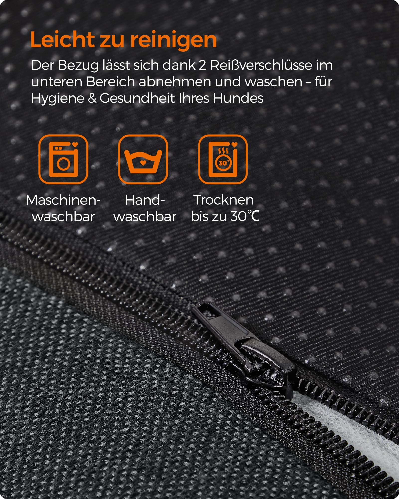 Feandrea Hundebett, Hundekissen in Leinenoptik, Hundekorb, erhöhte Ränder, rutschfeste Unterseite, Bezug abnehmbar waschbar, XXL, für extra große Hunde, 120 x 90 x 30 cm, dunkelgrau PGW013G01 7