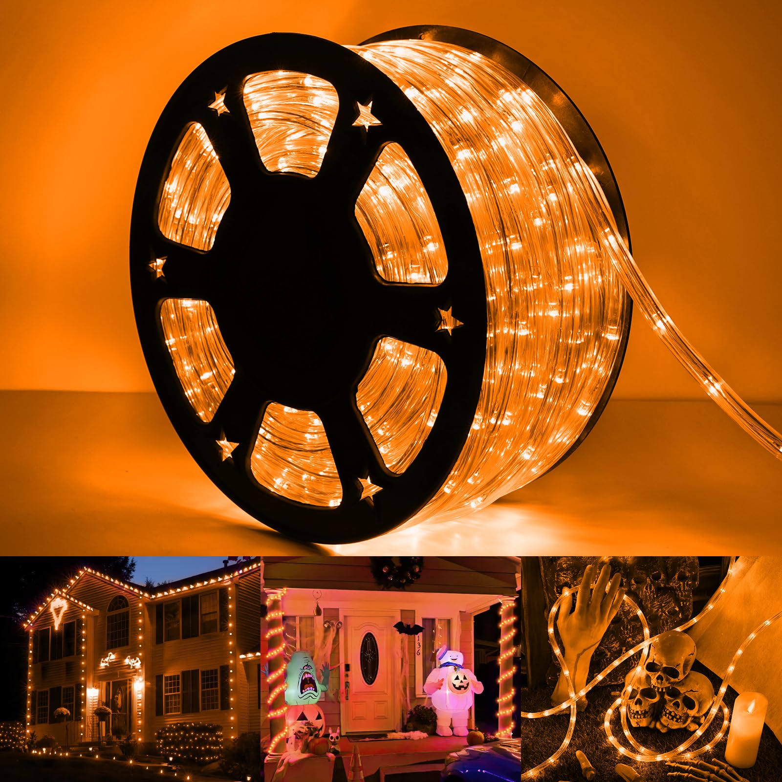 50ft LED Rope Lights Outdoor, 360 LED Connectable