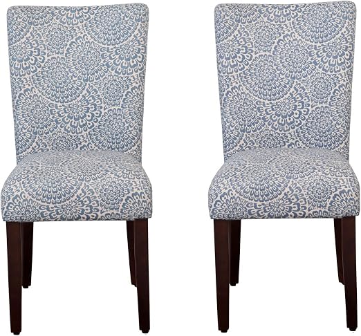 Amazon Com Homepop Parsons Classic Upholstered Accent Dining Chair Set Of 2 Navy And Floral Chairs