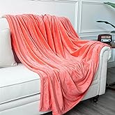 NANPIPER Fleece Blankets, Super Soft Flannel King Size Blanket for Bed, Luxury Cozy Microfiber Plush Fuzzy Blanket,Living Coral