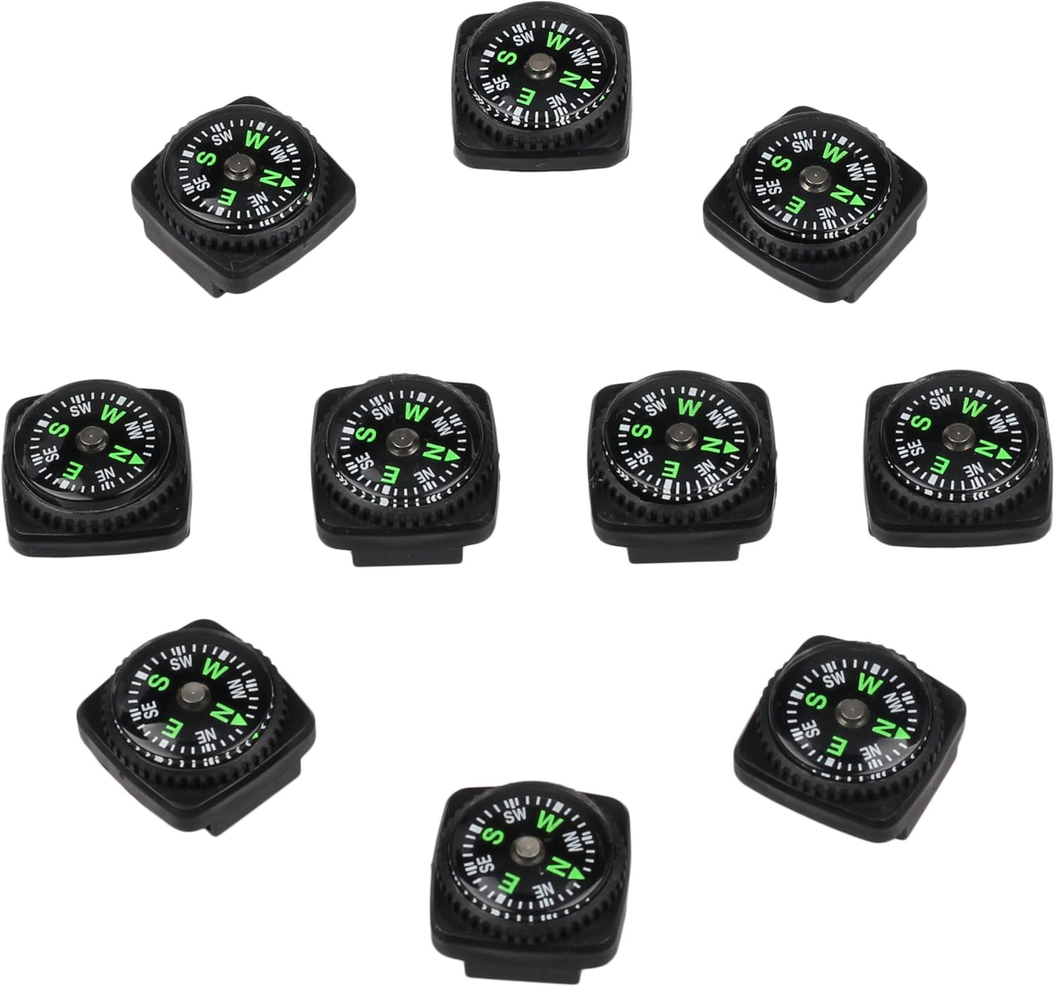 bayite Hard Shell Liquid Filled Button Compass Set for Survival Watch Band Paracord Bracelet Pack of 10 : Sports & Outdoors