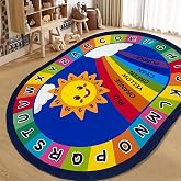 USTIDE Large Oval Educational Kids Rug 6x9,ABC Alphabet Colors Rainbow Fun Classroom Carpet Non-Slip Learning Carpet for Preschool Kindergarten Decor