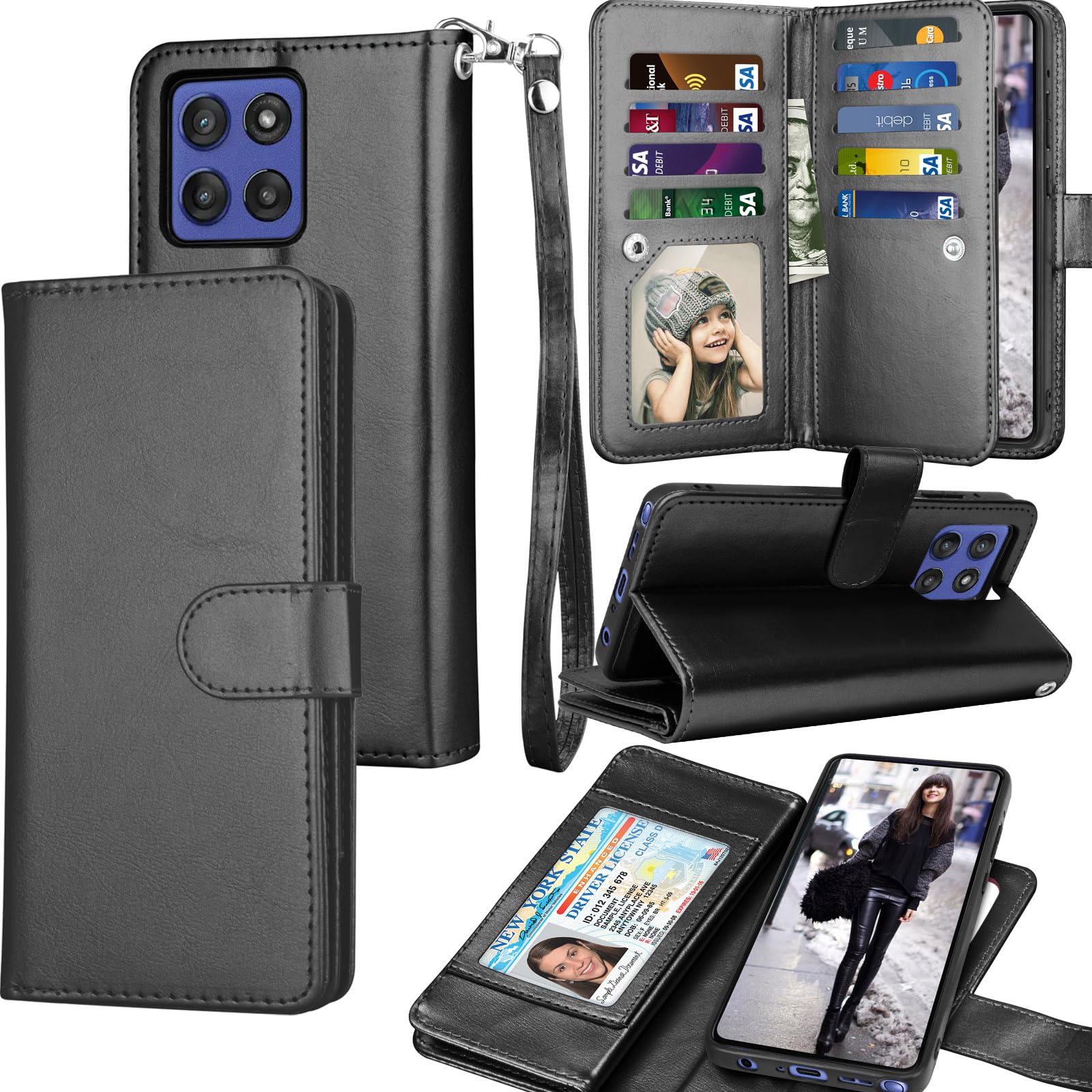 Photo 1 of Tekcoo Wallet Case for Motorola Moto G Stylus 5G | 2025 Only | XT2517, PU Leather ID Cash Credit Card Slots Holder Carrying Pouch Folio Flip Cover [Detachable Magnetic Hard Cases] Lanyard - Black