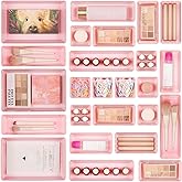 Vtopmart 25 PCS Plastic Drawer Organizers Set, 4-Size Versatile Bathroom and Vanity Drawer Organizer Trays, Storage Bins for Makeup, Bedroom, Kitchen Gadgets Utensils and Office
