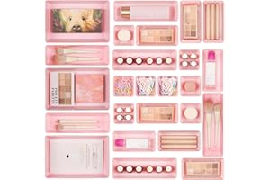 Vtopmart 25 Pack Plastic Drawer Organizers Pink