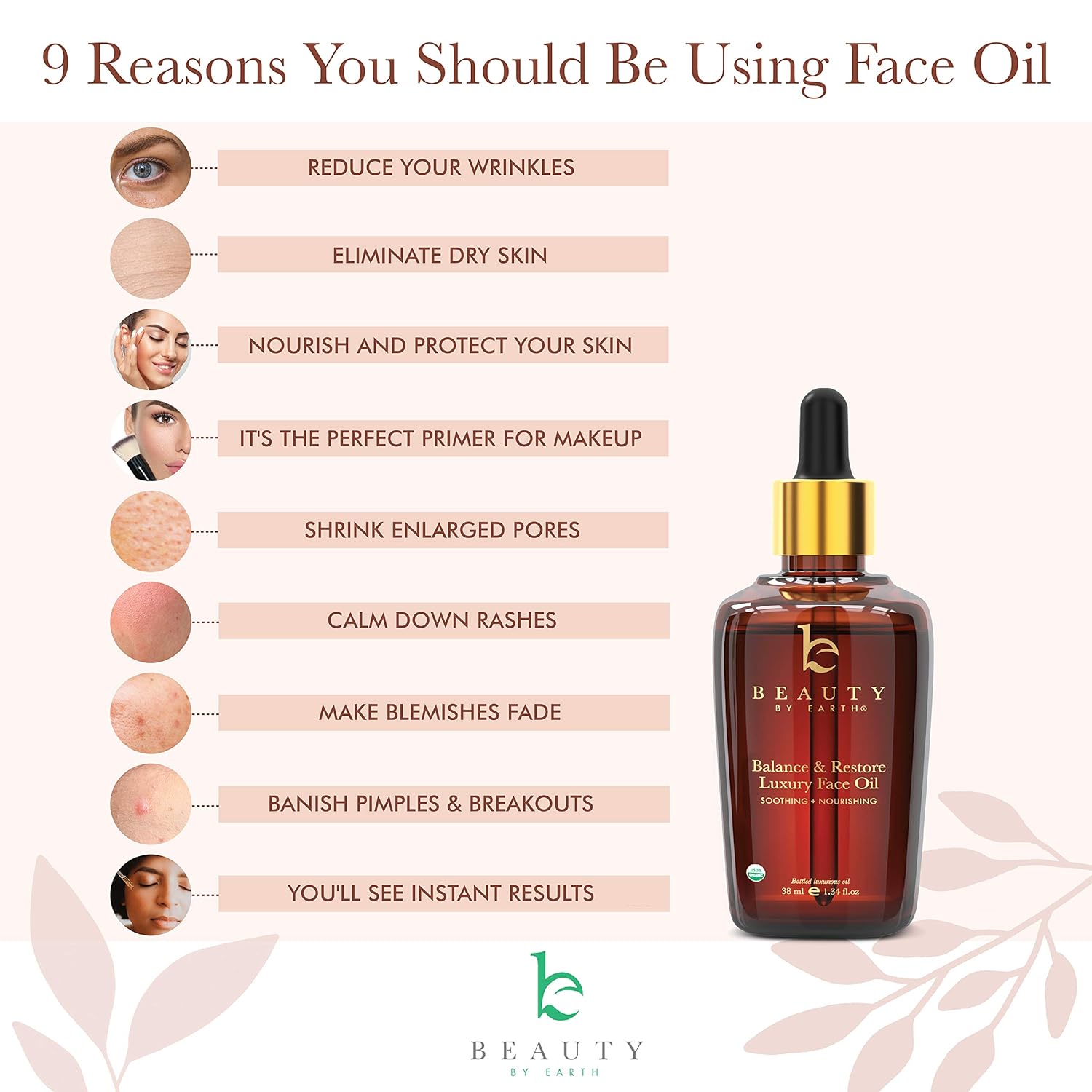 Organic Face Oil - Balance & Restore Facial Oil, Best for Oily, Acne Prone or Problematic Skin, Hydrating Oil for Face Helps Skin Look Balanced, Plump and Youthful: Beauty