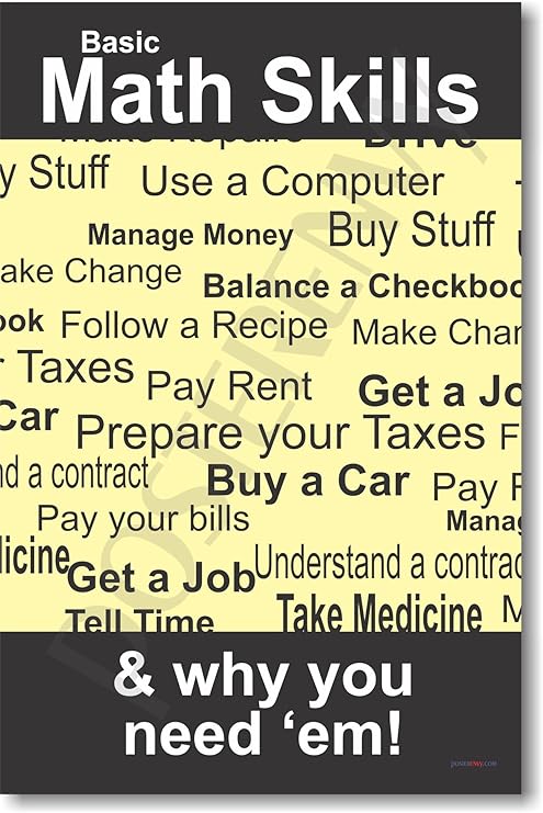 Amazon Com Basic Math Skills And Why You Need Em Classroom Motivational Poster Themed Classroom Displays And Decoration Posters Prints