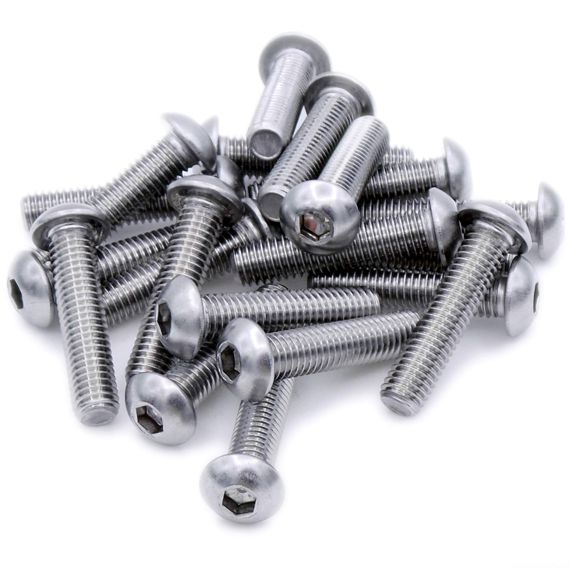 M8 (8mm x 30mm) Hex Socket Button Machine Screw (Bolt) - Stainless Steel (A2) (Pack of 10)