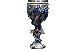 YIXINLOMYY Dragon Goblet Stainless Steel Dungeons and Dragon Gift for Men, 7 oz Chalice Wine Goblet Cross Medieval Drinking C